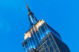 USA, New York State, New York City, Low angle view of Empire State Building.