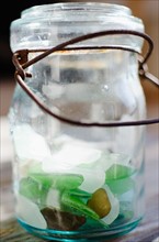 Sea glass in jar. Photo : Jamie Grill