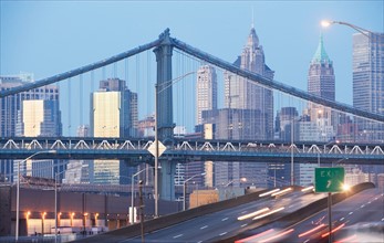USA, New York state, New York city, part of Suspension Bridge. Photo : fotog