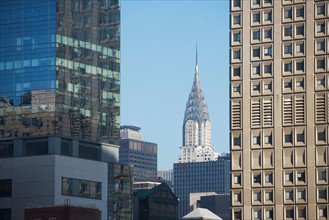 USA, New York, New York City, Manhattan, Skyline with Chrysler Building. Photo : fotog