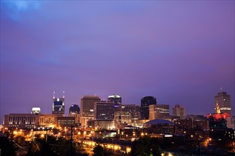 USA, Tennessee, Nashville, Panoramic cityscape at night. Photo : Henryk Sadura