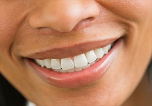 Close-up of woman's perfect teeth.