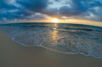 Mexico, Yucatan, Riviera Maya, Cancun. Seascape at sunset.