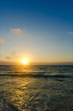 Mexico, Yucatan, Riviera Maya, Cancun. Seascape at sunset.