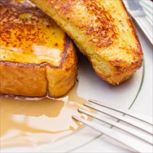 French toast with syrup.