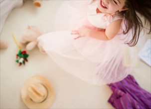 Small girl  (4-5 years) dancing in tulle dress. Photo : Jamie Grill