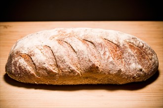 Studio shot of loaf of bread. Photo : Kristin Lee