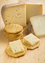 Pyrennes cow cheese with crackers.
