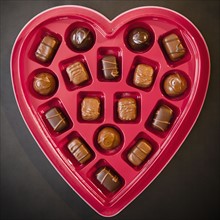Heart shaped box of chocolates. 
Photo: Jamie Grill