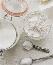 Jars with flour and sugar. 
Photo : Jamie Grill