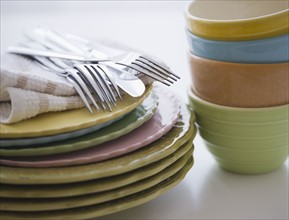 Stack of bowls and plates. 
Photo: Jamie Grill