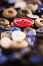 Close up of colorful buttons, studio shot. 
Photo : Daniel Grill