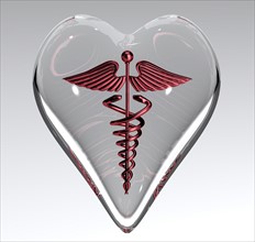 Crystal heart with Caduceus inside. 
Photo: Calysta Images