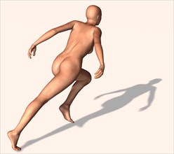 Digitally generated image of running human representation. 
Photo : Calysta Images