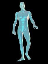 Digitally generated image of walking male representation. 
Photo : Calysta Images