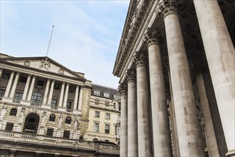 UK, London, Bank of England and Royal Exchange.