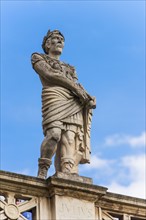 UK, Somerset, Bath, Statue of Julius Caesar at Roman Baths.