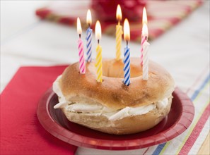 Bagel with candles.