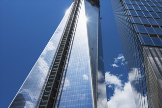 USA, New York City, Low angle view of World Trade Tower.