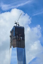 USA, New York City, World Trade Tower under construction.