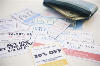 Wallet and discount offer leaflets. Photo : Jamie Grill
