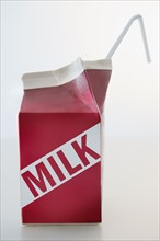 Studio Shot of milk carton. Photo : Jamie Grill