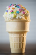 Studio Shot of ice cream cone. Photo : Jamie Grill