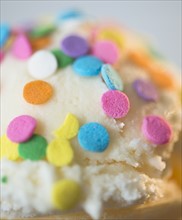 Close-up of sprinkles on ice cream. Photo : Jamie Grill