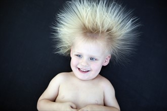 Studio shot of boy (2-3) with spiky hair. Photo: King Lawrence