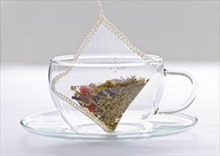 Studio shot of herbal tea in cup. Photo : Elena Elisseeva