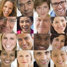 Composite image of smiling faces.