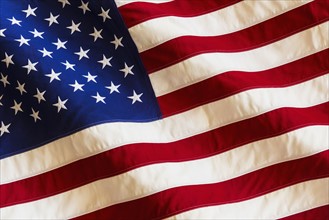 Detail of US flag, studio shot.