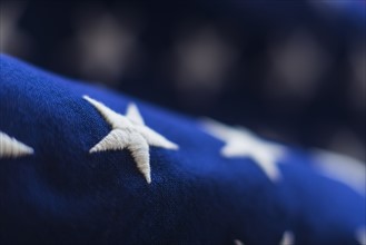 Detail of US flag, studio shot.