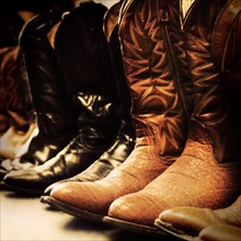 Row of cowboy boots.