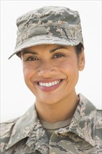 Portrait of female army soldier.