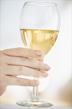 Glass with white wine.