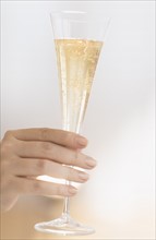 Glass with champagne.