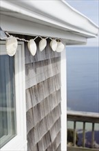 Shell decoration hanging on summer house on coast. Photo: Jamie Grill