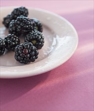 Blackberries on plate. Photo : Daniel Grill