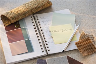 Notebook and color samples. Photo : Daniel Grill