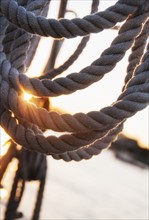 Close-up view of ropes on yacht deck. Photo : Daniel Grill