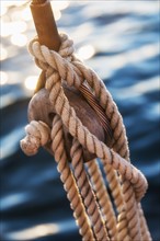 Coiled ropes on yacht deck. Photo : Daniel Grill