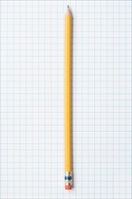 Single yellow sharpened pencil on graph paper. Photo : Kristin Duvall