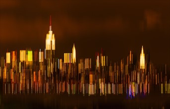 Digitally blurred skyline of Manhattan. New York City, New York.