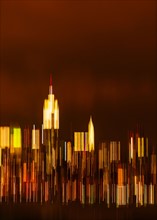 Digitally blurred skyline of Manhattan. New York City, New York.