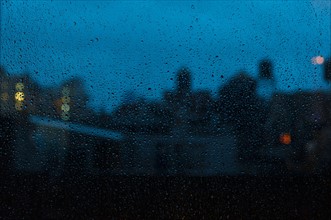 Droplets on window. New York City, New York.