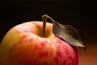 Close up of apple, studio shot.