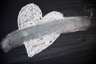 Erased heart on blackboard