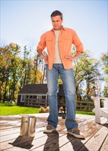 Man standing on porch