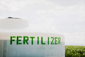 Fertilizer tank in potato field